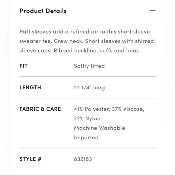 EUC Ann Taylor Floral Puff Sleeve Sweater Tee - Picture 4 of 7